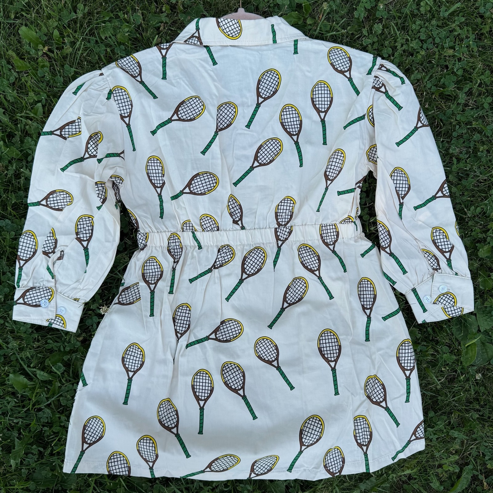 Nwt Mini Rodini Tennis Racket Shirt Dress 8-9y Cream Organic Cotton Tunic Girls — image 7 of 8